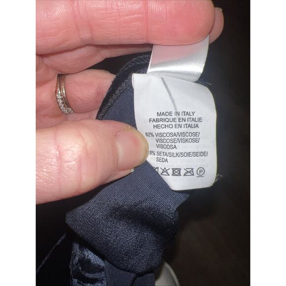 Antonelli Firenze Navy Blue Velvet 3/4 Length Dress Size 46 / US 14 - Picture 6 of 6